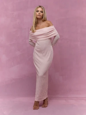 Różowa teksturowana sukienka (XS)