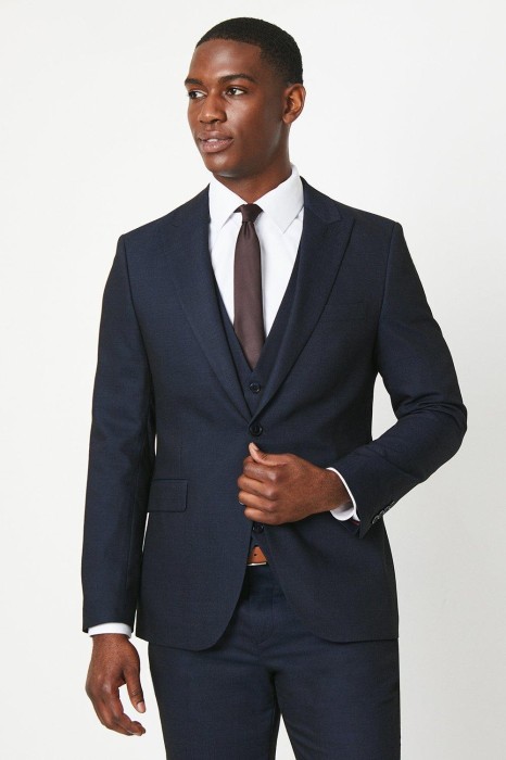 Granatowa marynarka slim fit klapy (58)