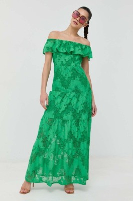 Zielona sukienka maxi off shoulder (M)