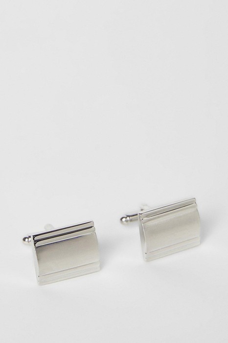 Prostokątne srebrne spinki do mankietów