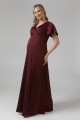 Bordowa satynowa sukienka maxi (36)