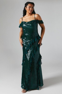 Zielona cekinowa sukienka maxi (40)