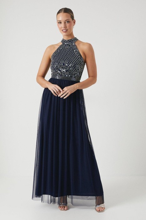 Granatowa sukienka maxi cekiny (40)