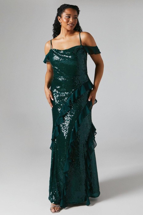 Zielona cekinowa sukienka maxi (38)