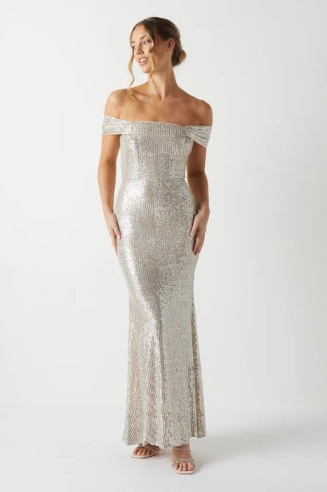 Zdobiona sukienka maxi off shoulder (42)