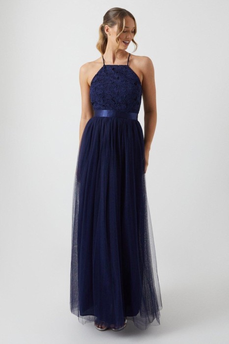 Granatowa tiulowa sukienka (38)