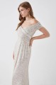 Jasnobeżowa cekinowa sukienka (36)
