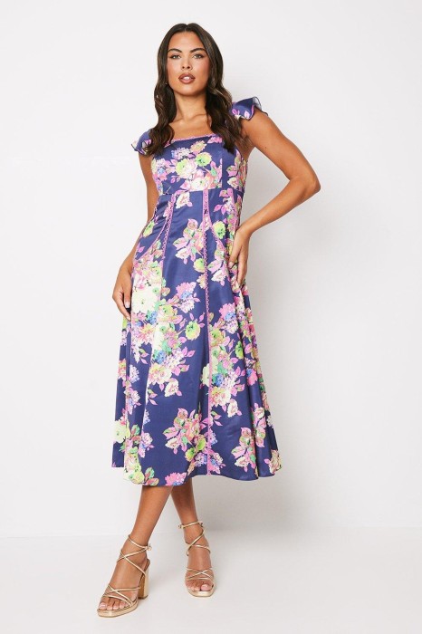 Granatowa sukienka midi wzór (42)
