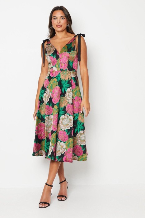 Czarna wzorzysta sukienka wiązanie (40)