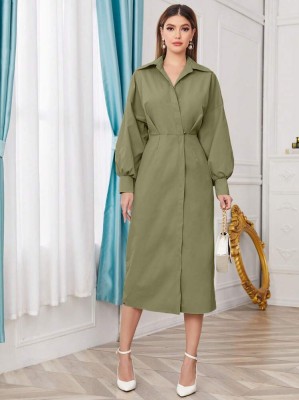 Oliwkowa sukienka midi (L)