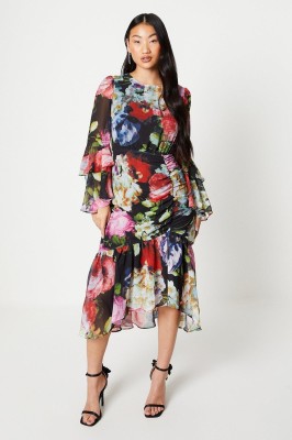 Szyfonowa sukienka kolorowy wzór (34)