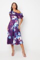 Fioletowa sukienka falbana wzór (40)