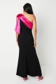 Czarna sukienka fuksjowa wstawka (36)