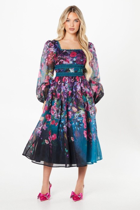 Kolorowa sukienka midi kwiaty (34)