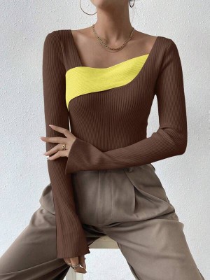 Brązowy prążkowany top (S)