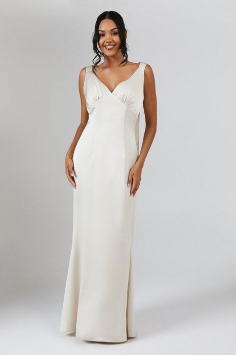 Beżowa satynowa sukienka maxi (46)