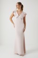 Pudrowy róż sukienka maxi v neck (38)