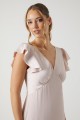 Pudrowy róż sukienka maxi v neck (42)
