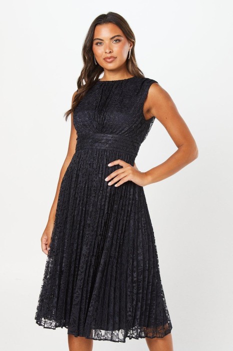 Plisowana koronkowa sukienka midi (36)