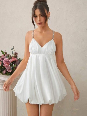 Satynowa sukienka mini cyrkonie (XS)