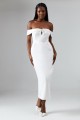 Śmietanowa suknia midi off shoulder (40)
