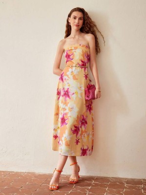 Wzorzysta sukienka midi (L)