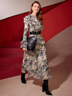 Wzorzysta sukienka midi (XS)