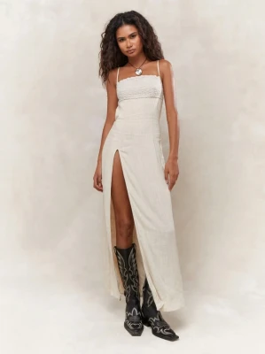 Beżowa sukienka ramiączka (L)