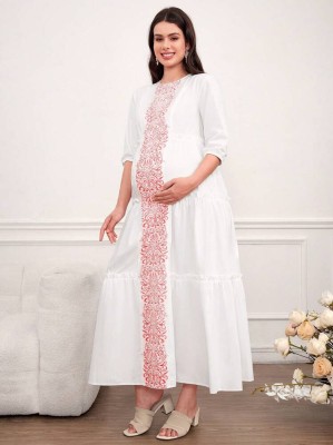 Biała sukienka midi rękaw 3/4 (M)