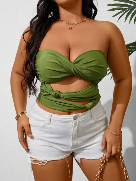 Zielony top bikini cut out (0XL)