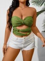 Zielony top bikini cut out (0XL)