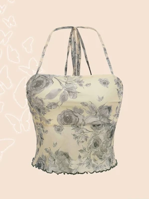 Wiązany top kwiaty (XXS)