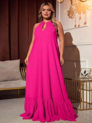 Fuksjowa sukienka maxi open back (1XL)