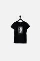 Czarny luźny t-shirt nadruk