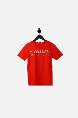 Czerwony t-shirt nadruk logo (S)