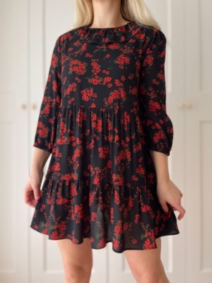 CZARNA SUKIENKA FLORAL PRINT (S)