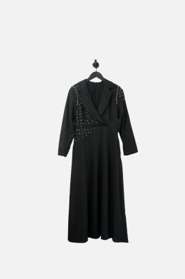 CZARNA SUKIENKA MAXI CYRKONIE (M)