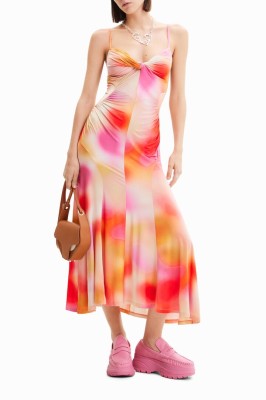 Kolorowa sukienka midi (L)