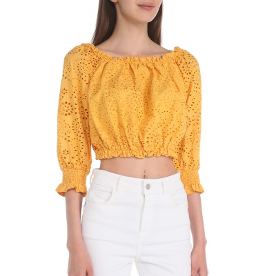 Żółty ażurowy top (M)