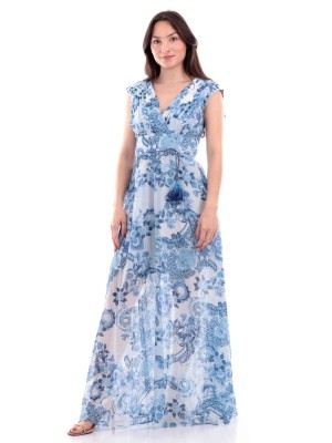 Wzorzysta sukienka maxi (M)