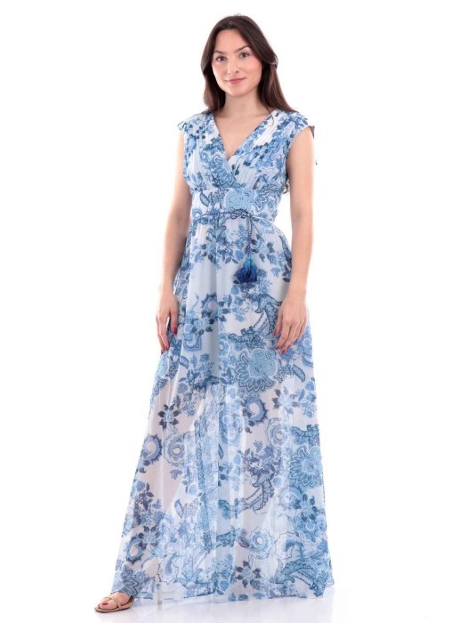 Wzorzysta sukienka maxi (M)