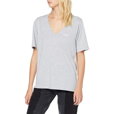 Szary t-shirt melanż v neck (M)