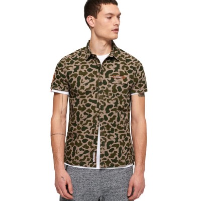 Beżowa koszula krótki rękaw moro (L)