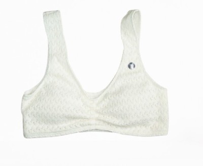 Śmietankowy ażurowy top bikini (XS)