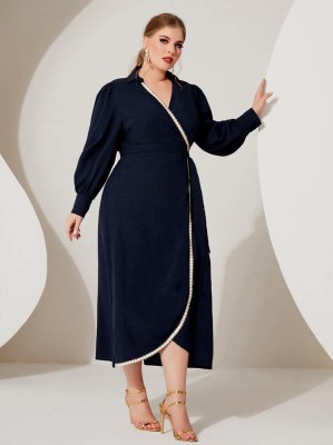 Granatowa sukienka wiązanie (2XL)