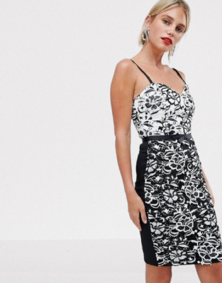 CZARNO BIAŁA KORONKOWA SUKIENKA (36)