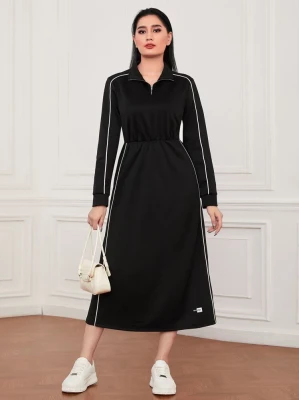 Czarna sukienka midi zamek (XL)