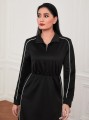 Czarna sukienka midi zamek (XL)