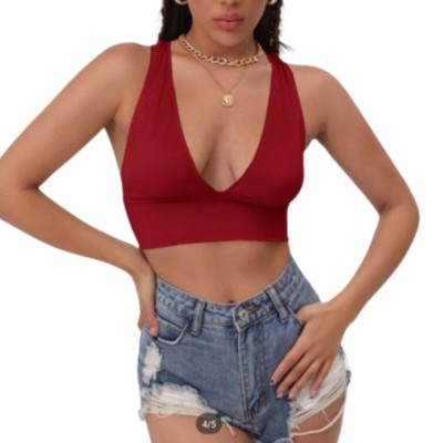 Czerwony teksturowany top (S)