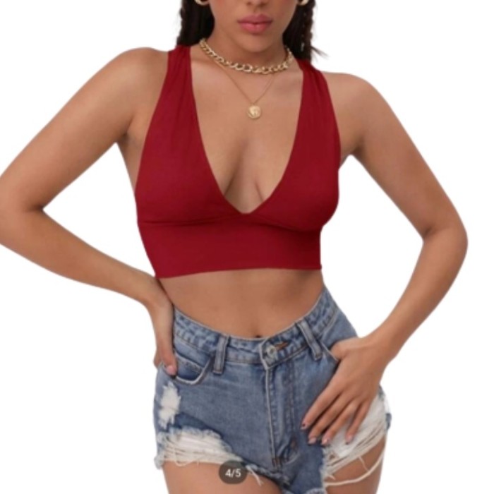 Czerwony teksturowany top (S)